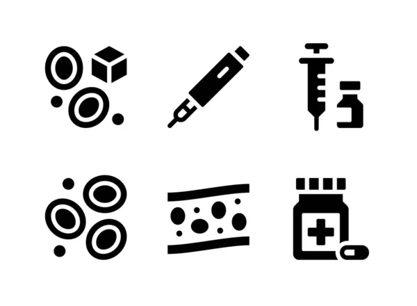 Простий Набір Діабету Пов Язаний Vector Solid Icons Містить Ікони — стоковий вектор
