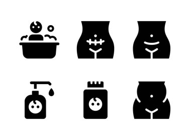 Basit Bebek Doğurganlığı İlgili Vektör Katı Simgeleri. Icons as Baby Banyo, Sezaryen, Hamile Karnı ve daha fazlasını içerir.