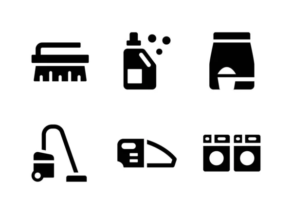 Einfaches Set Von Wäsche Verwandten Vektor Solid Icons Enthält Symbole — Stockvektor