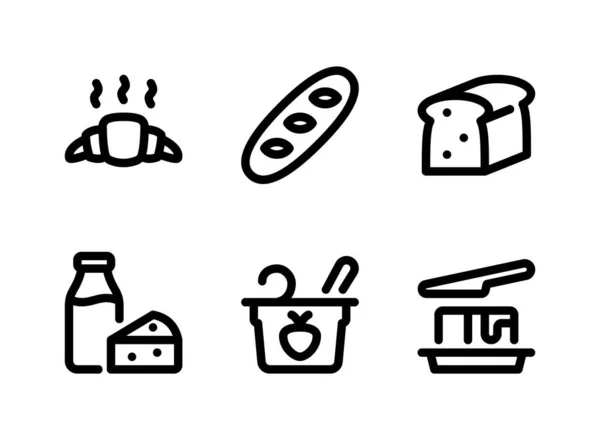 一组简单的超级市场相关向量行图标 内装烘焙 乳制品等食品 — 图库矢量图片