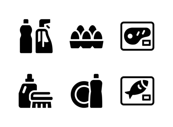 Einfaches Set Von Supermarkt Verwandte Vektor Solid Icons Enthält Symbole — Stockvektor