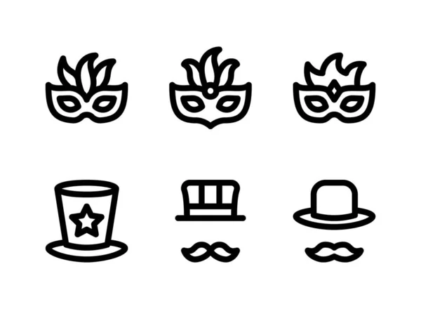 Simple Set Mardi Gras Festival Related Vector Line Icons Содержит — стоковый вектор