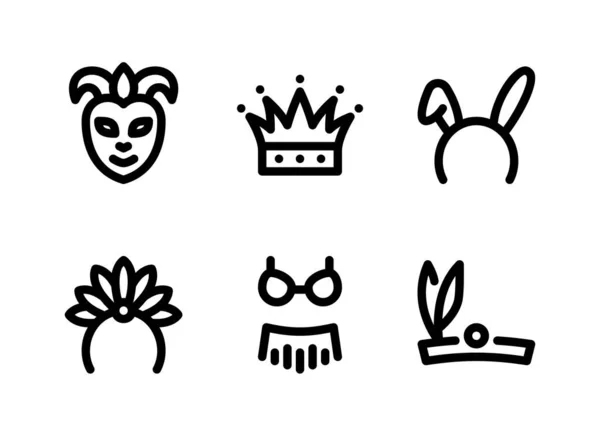 stock vector Simple Set of Mardi Gras Festival Related Vector Line Icons. Contains Icons as Party Mask, Crown, Bunny Headband and more.