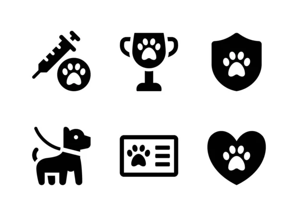 一套简单的宠物店病媒固体图标 包含诸如宠物疫苗 动物护理等的图标 — 图库矢量图片