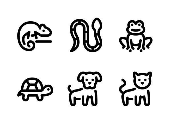 Conjunto Simples Animais Estimação Loja Related Vector Line Icons Contém —  Vetores de Stock