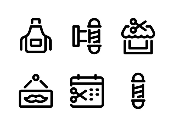 Set Simple Barbería Related Vector Line Iconos Contiene Iconos Como — Archivo Imágenes Vectoriales
