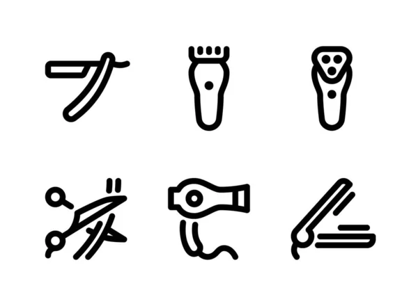 Simple Set Barbershop Related Vector Line Icons Contains Icons Straight — Stock Vector