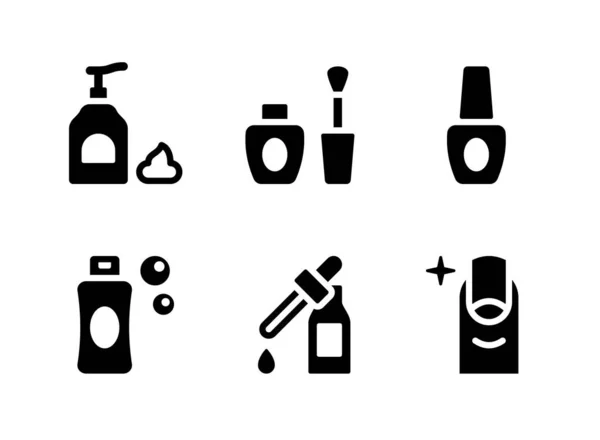 Einfaches Set Kosmetischer Verwandter Vektor Solid Icons Enthält Symbole Wie — Stockvektor