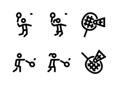 Badminton İlgili Basit Çizgi Simgeleri. Badminton Oyuncu, Raket ve daha fazlası olarak Simgeleri İçerir.