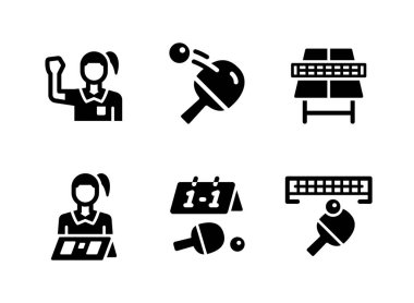 Basit Masa Tenisi İlişkili Katı Simgeler Kümesi. Hakem, Kürek ve daha fazlası olarak Simgeleri içerir.