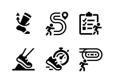 Basit Çalışan İlişkili Katı Simgeler kümesi. Sıkıştırma Çorabı, Çalışan Hedef, Zamanlama ve daha fazlası olarak Simgeleri İçerir.