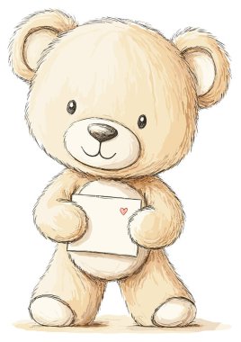 Kırmızı kalbindeki sevimli oyuncak ayı