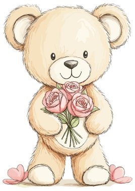 Buketli şirin ayının çizimi