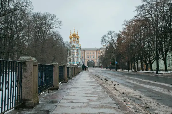 St. Petersburg, Rusya, 23 Aralık 2024, Catherine Sarayı. Rusya Çarı 'nın yaz sarayı. Kış çekimlerinde sokaktan.