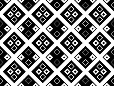 Diagonal square of pattern. Design tile black on white background. Design print for illustration, texture, wallpaper, background.  