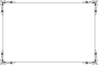 Süslü vintage çerçevelerin elementleri. Beyaz, klasik el yazısı kıvrımlarında sınır siyahı, çiçek motifleri. Tebrik kartları için tasarım baskısı, düğün davetiyeleri, restoran menüsü, kraliyet sertifikaları. Set 13