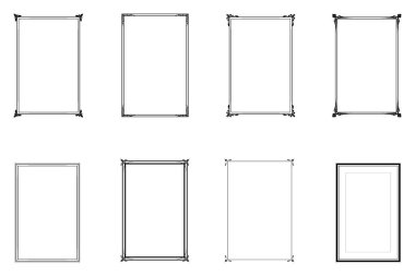 Süslü, kaliteli çerçevelerden oluşan bir demet. Beyaz, klasik el yazısı kıvrımlarında sınır siyahı, çiçek motifleri. Tebrik kartları için tasarım baskısı, düğün davetiyeleri, restoran menüsü, kraliyet sertifikaları. Set 3