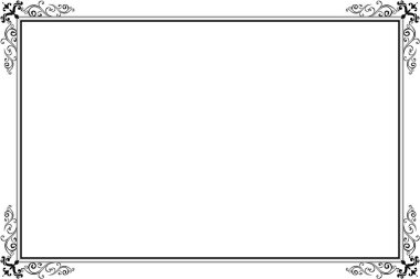 Süslü vintage çerçevelerin elementleri. Beyaz, klasik el yazısı kıvrımlarında sınır siyahı, çiçek motifleri. Tebrik kartları için tasarım baskısı, düğün davetiyeleri, restoran menüsü, kraliyet sertifikaları. 5. Set