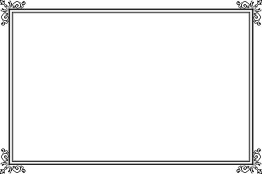 Süslü vintage çerçevelerin elementleri. Beyaz, klasik el yazısı kıvrımlarında sınır siyahı, çiçek motifleri. Tebrik kartları için tasarım baskısı, düğün davetiyeleri, restoran menüsü, kraliyet sertifikaları. Set 71