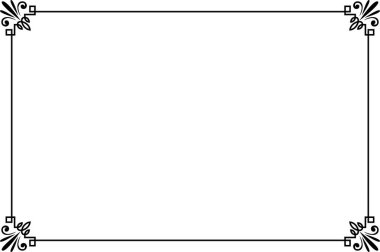 Süslü vintage çerçevelerin elementleri. Beyaz, klasik el yazısı kıvrımlarında sınır siyahı, çiçek motifleri. Tebrik kartları için tasarım baskısı, düğün davetiyeleri, restoran menüsü, kraliyet sertifikaları. 4. Set