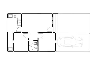 İç dizayn mobilya tasarımının 2d planı, beyaz üzerine siyah çizgi, izole edilmiş. Set 22