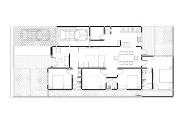 İç dizayn mobilya tasarımının 2d planı, beyaz üzerine siyah çizgi, izole edilmiş. 21. set