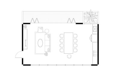 Modern Açık Planlı Yaşam, Yemek, ve Kilerde 2D Vektör Tasarımı. 5