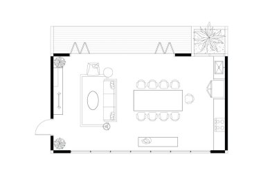 Modern Açık Planlı Yaşam, Yemek, ve Kilerde 2D Vektör Tasarımı. 6