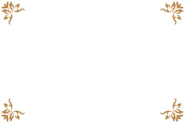 Beyaz Arkaplanda Süslü Köşeli Zarif Altın Çerçeve. 221