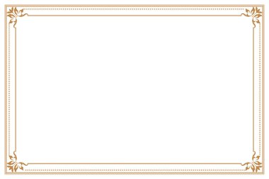 Beyaz Arkaplanda Süslü Köşeli Zarif Altın Çerçeve. 223