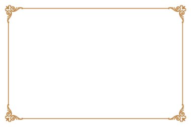 Beyaz Arkaplanda Süslü Köşeli Zarif Altın Çerçeve. 230