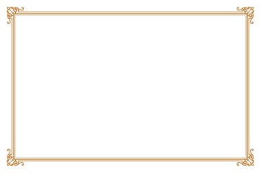 Beyaz Arkaplanda Süslü Köşeli Zarif Altın Çerçeve. 232