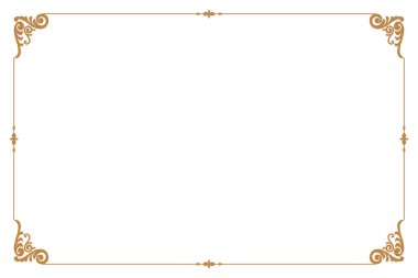 Beyaz Arkaplanda Süslü Köşeli Zarif Altın Çerçeve. 239