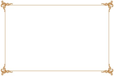 Beyaz Arkaplanda Süslü Köşeli Zarif Altın Çerçeve. 245