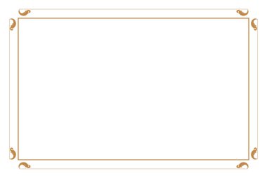 Beyaz Arkaplanda Süslü Köşeli Zarif Altın Çerçeve. 252