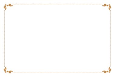 Beyaz Arkaplanda Süslü Köşeli Zarif Altın Çerçeve. 256