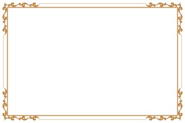 Beyaz Arkaplanda Süslü Köşeli Zarif Altın Çerçeve. 258