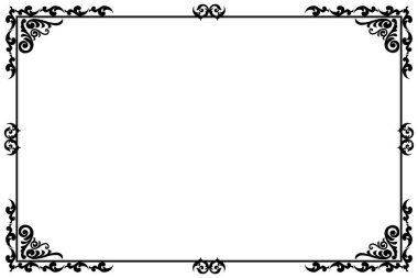Beyaz Arkaplanda Süslü Köşeli Siyah Çerçeve. 261