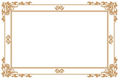 Beyaz Arkaplanda Süslü Köşeli Zarif Altın Çerçeve. 262