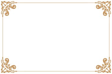 Beyaz Arkaplanda Süslü Köşeli Zarif Altın Çerçeve. 278