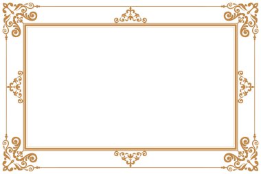 Beyaz Arkaplanda Süslü Köşeli Zarif Altın Çerçeve. 270