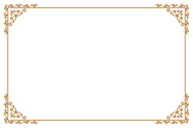 Beyaz Arkaplanda Süslü Köşeli Zarif Altın Çerçeve. 274