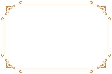 Beyaz Arkaplanda Süslü Köşeli Zarif Altın Çerçeve. 276