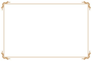 Beyaz Arkaplanda Süslü Köşeli Zarif Altın Çerçeve. 282