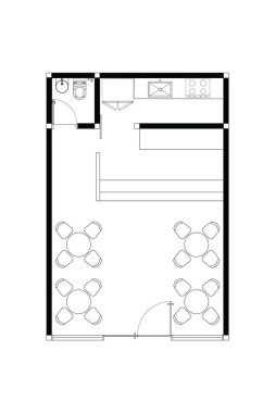 Basit Mimari Kat Planı Kafesi, Mutfak ve Tuvalet. 7