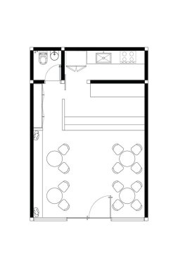 Basit Mimari Kat Planı Kafesi, Mutfak ve Tuvalet. 9