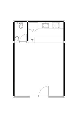 Basit Mimari Kat Planı Kafesi, Mutfak ve Tuvalet. 11