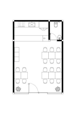 Basit Mimari Kat Planı Kafesi, Mutfak ve Tuvalet. 14