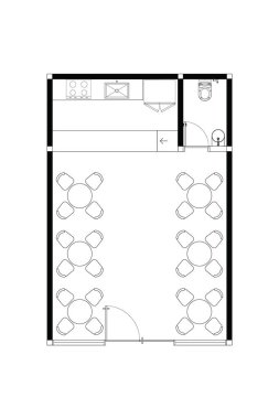 Basit Mimari Kat Planı Kafesi, Mutfak ve Tuvalet. 12