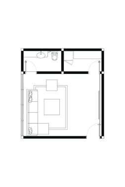 Minimalist Stüdyo Ev Tiyatrosu Klozet ve Kilerli Kat Planı. 5